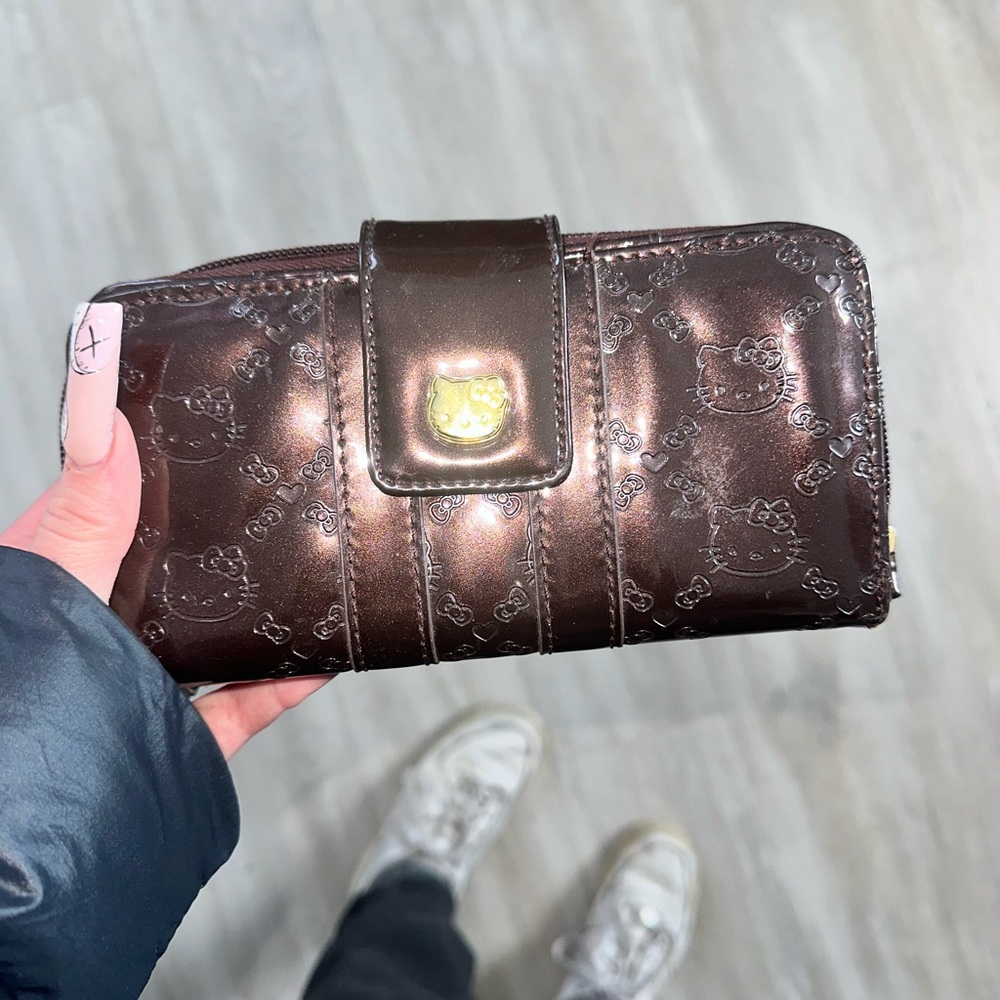 Y2k Hello Kitty Wallet Brown and gold Faux Leather